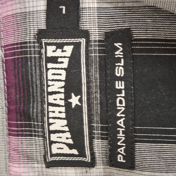 Panhandle Slim Black Gray Purple Plaid Pearl Snap Western Button Down Shirt Sz.L - Picture 11 of 14